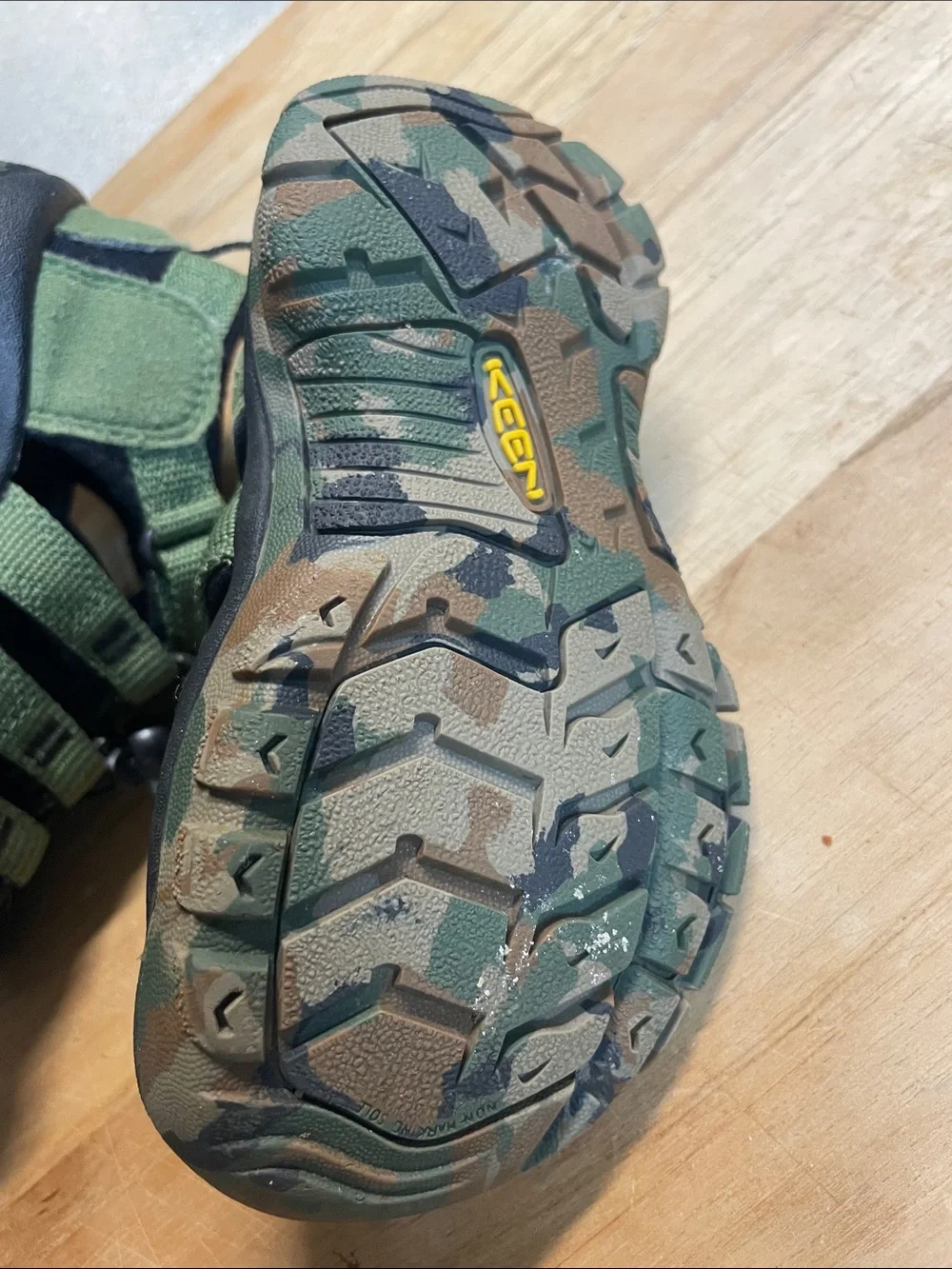 Keen Kids Green and Black Camo Water Shoes